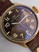 Replica IWC Schaffhausen Watch Coffee surface Yellow Case Brown Leather  (4)_th.jpg